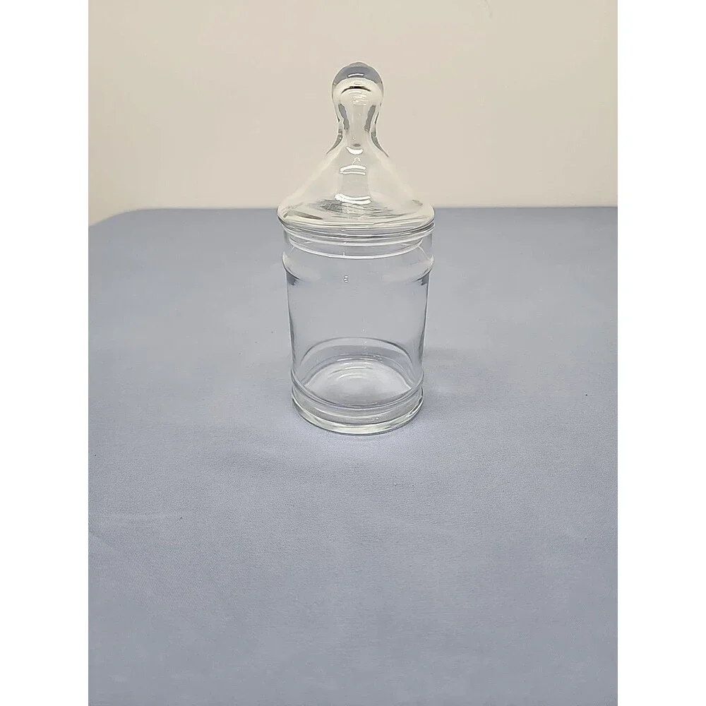 Vintage Glass Apothecary Jar With Lid For Candy Or Trinkets Clear Glass